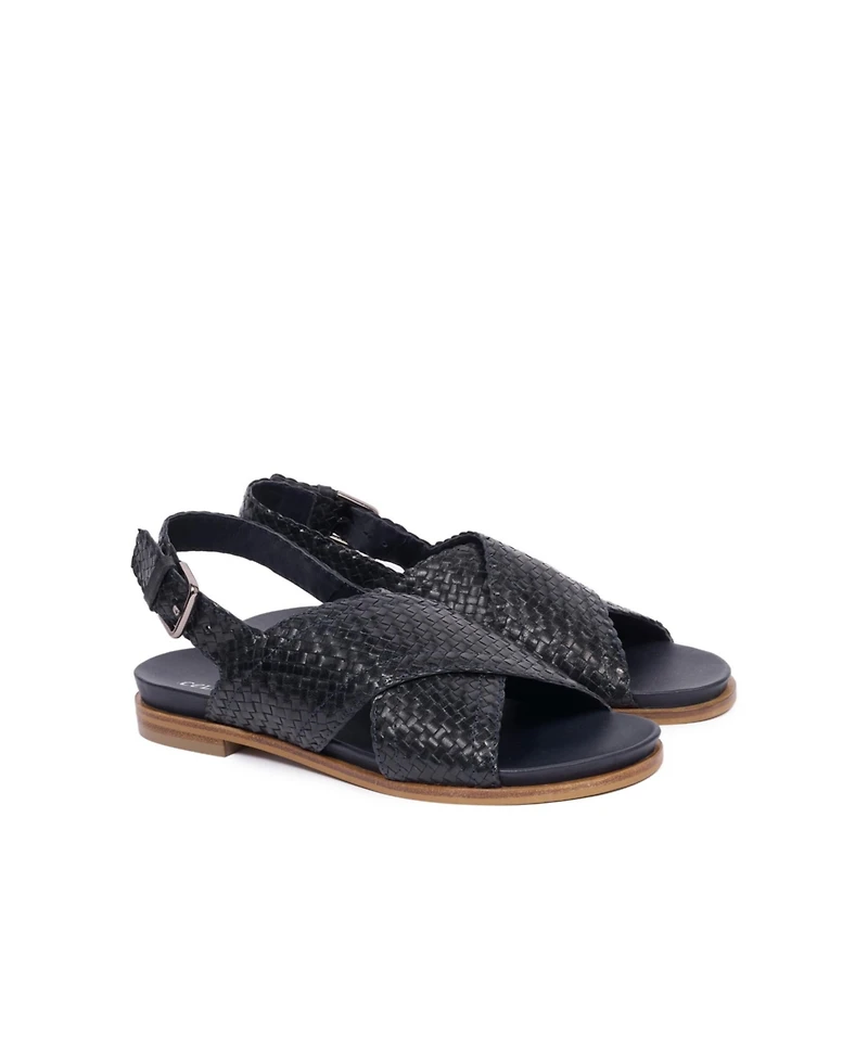 Leather Woven Crossover Sandal