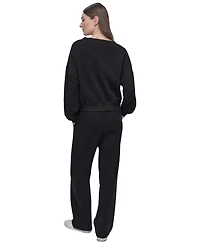 Dkny Sport Women's Rhinestone-Logo V-Neck Pullover Top