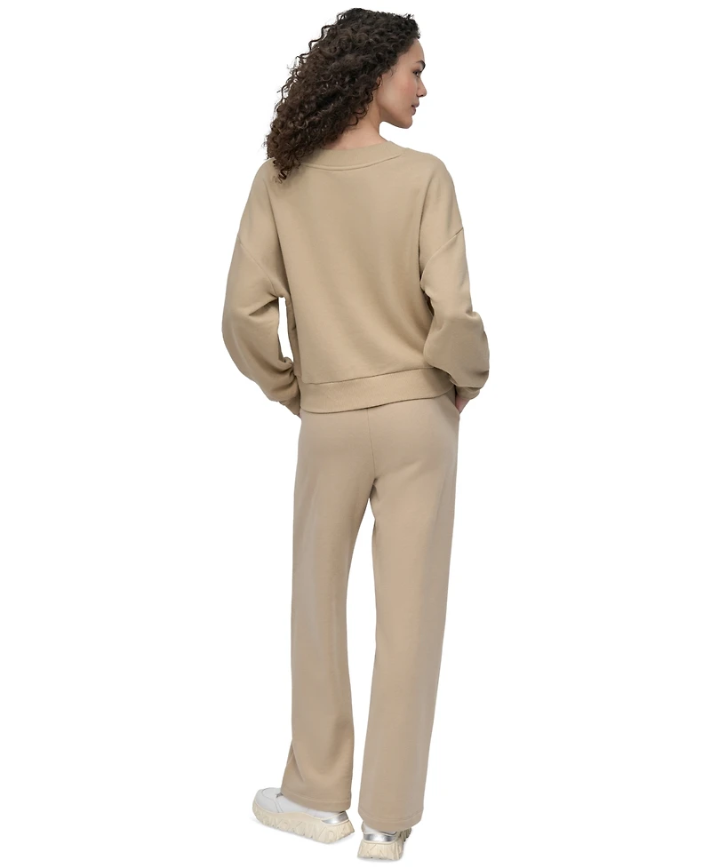 Dkny Sport Women's Rhinestone-Logo V-Neck Pullover Top