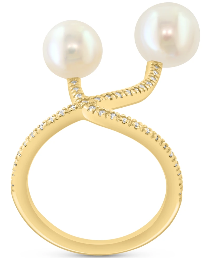 Effy Cultured Freshwater Pearl (7-8mm) & Diamond Accent Sculptural Statement Ring in 14k Yellow Gold