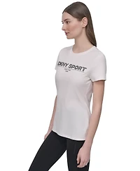 Dkny Sport Women's Cotton-Blend Rhinestone-Logo T-Shirt