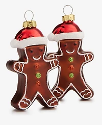 Holiday Lane Heritage Set of 4 Glass Gingerbread Boy Ornaments, Macy's Exclusive