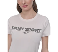 Dkny Sport Women's Cotton-Blend Rhinestone-Logo T-Shirt