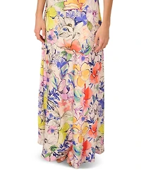 Adrianna Women's Printed Crossover-Neck Satin Gown