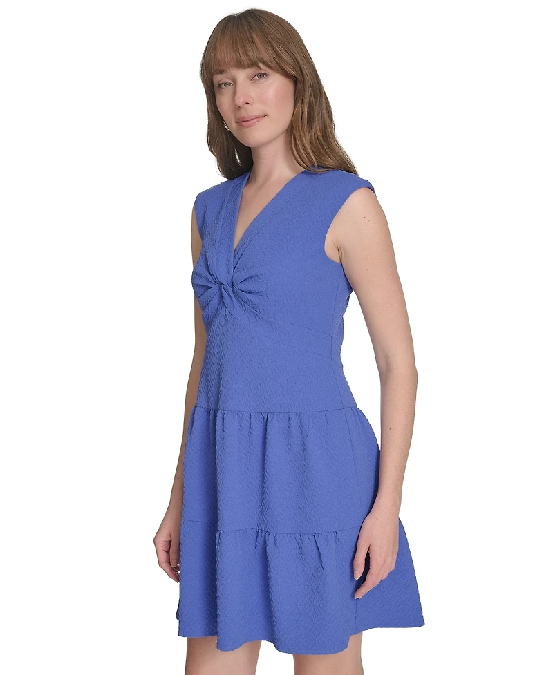 Tommy Hilfiger Women's Jacquard Twist-Front Tiered Dress