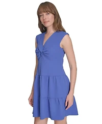 Tommy Hilfiger Women's Jacquard Twist-Front Tiered Dress