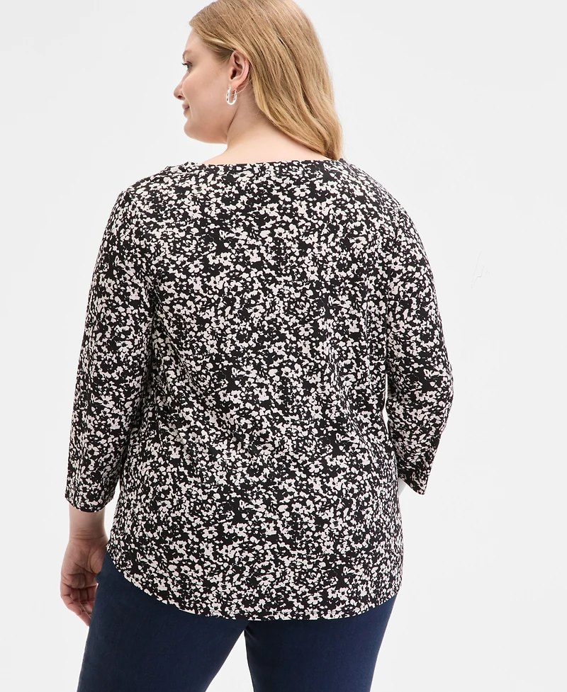 Jones New York Plus Floral-Print Top