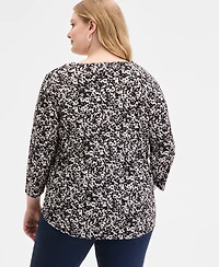 Jones New York Plus Floral-Print Top