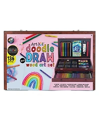Art 101 Doodle Draw Multimedia Wood Art Set, 136 Pieces