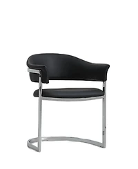 Upholstered Faux Leather Open Back Dining Arm Chair