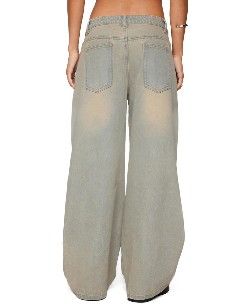 Edikted Women's Santi Low Rise Wide Leg Jeans