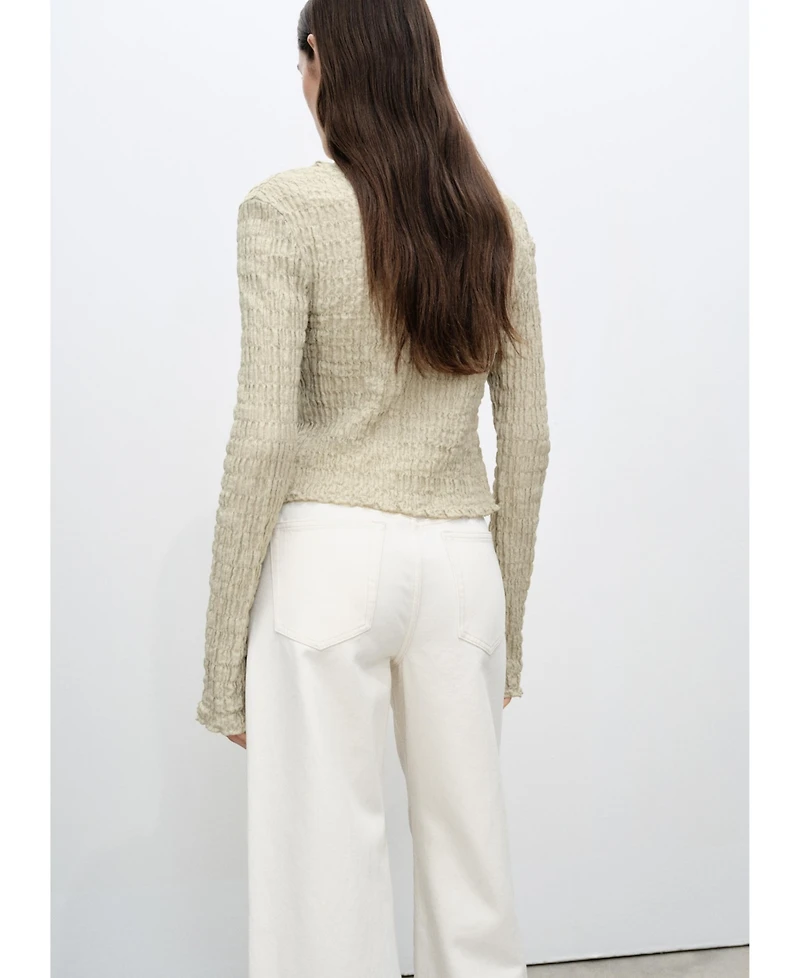 Mango Women's Cotton Texture Ties Cardigan Sweater