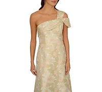 Adrianna Papell Women's One-Shoulder Floral-Jacquard Gown