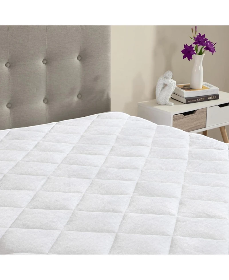 Circleshome Double Puff Microfiber Fleece Mattress Pad White