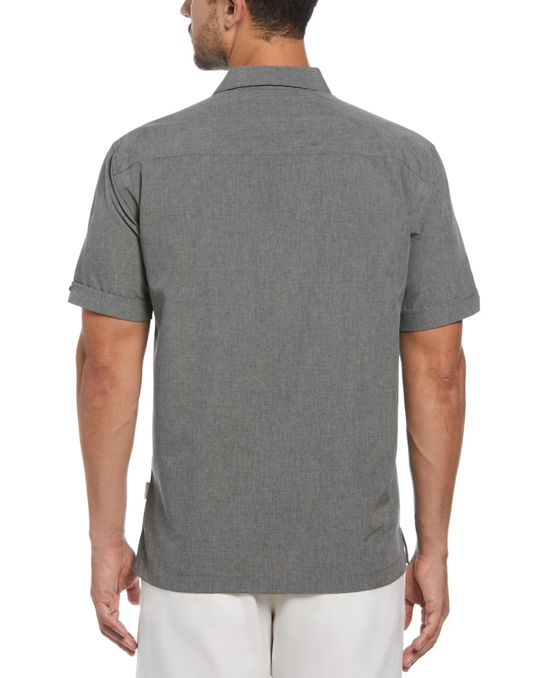 Cubavera Men's Geo Embroidered Panel Chambray Shirt