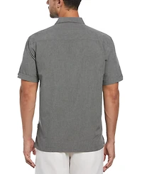 Cubavera Men's Geo Embroidered Panel Chambray Shirt
