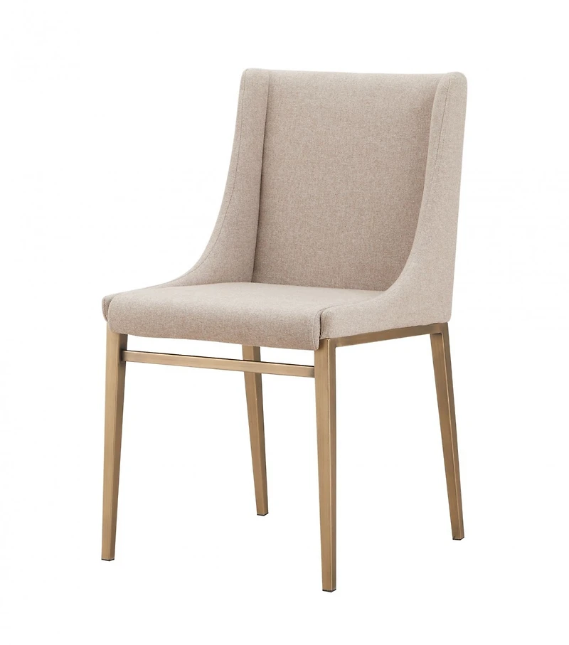 Set of 2 Brass Contemporary Dining Chairs for Modern Kitchen or Dining Room
