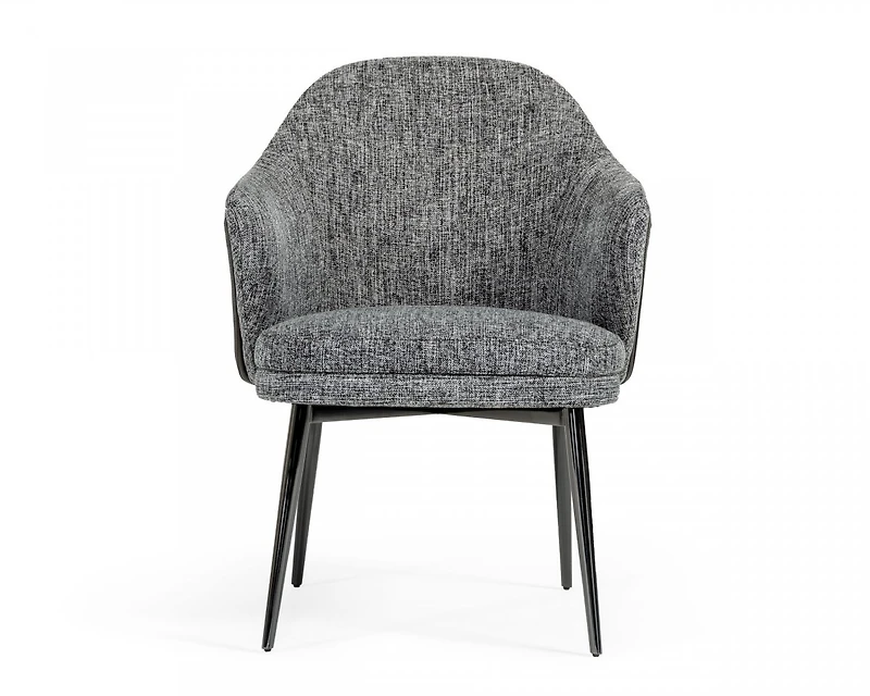 Upholstered Fabric and Faux Leather Wing Back Dining Arm Chair