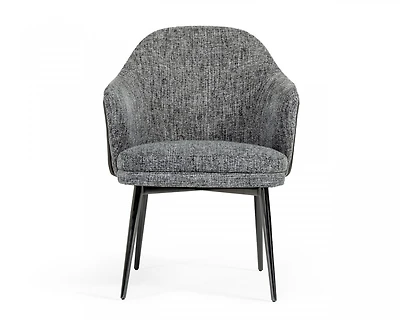 Upholstered Fabric and Faux Leather Wing Back Dining Arm Chair
