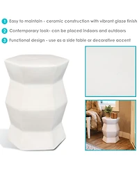 Moderno Geometric Ceramic Decorative Garden Stool - 17.25"