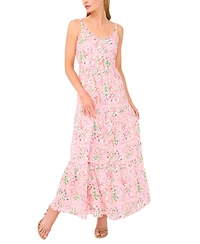 CeCe Women's Printed V-Neck Sleeveless Maxi Dress