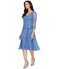 Alex Evenings Women's V-Neck Sequin Chiffon Dress