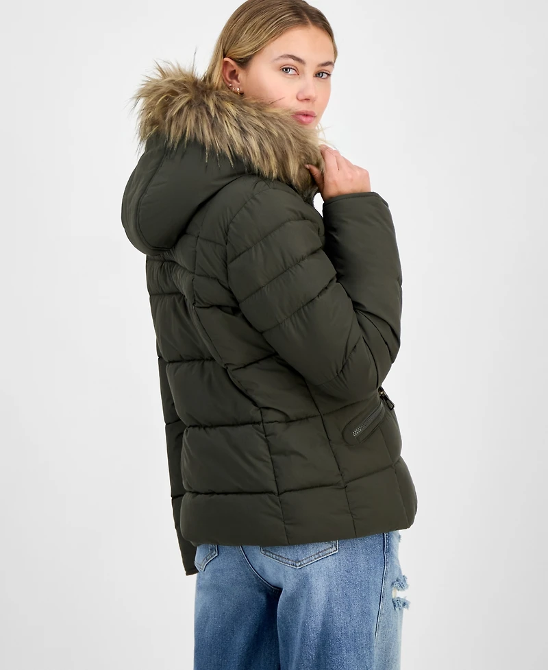 Maralyn & Me Juniors' Faux-Fur Hooded Puffer Coat