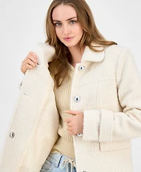Maralyn & Me Juniors' Button-Front Boucle Coat