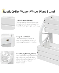 Indoor/Outdoor 2-Tiered Rustic Fir Wagon Wheel Planter