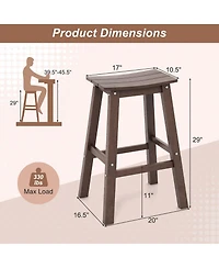 29" Patio Bar Stool Set of 2 with Curved Seat & Footrests for Backyard Outdoor