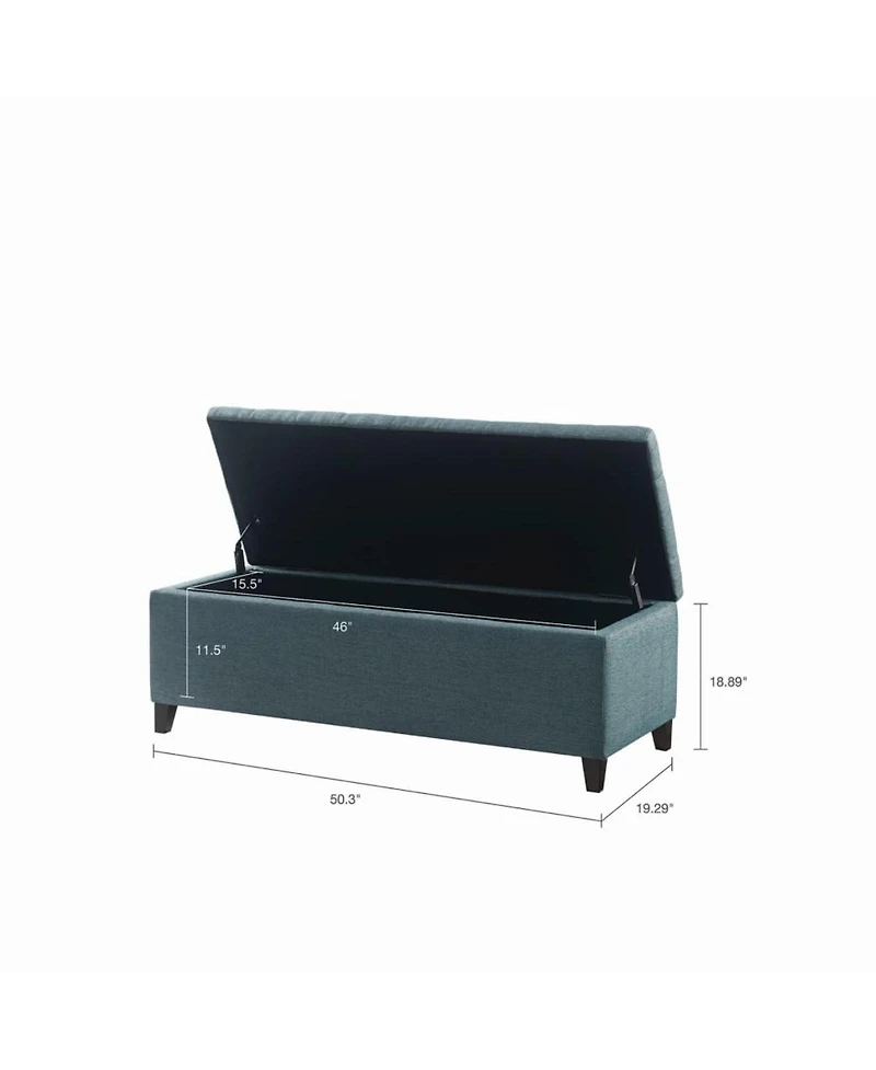 Tufted Upholstered Storage Bench with Button Top and Solid Wood Legs for Bedroom or Living Room Seating Hidden Blanket Organization-The Pop Home
