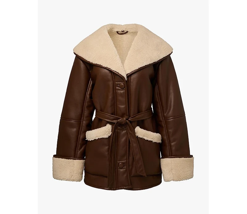 WeWoreWhat Women's Faux Leather Bonded Jacket