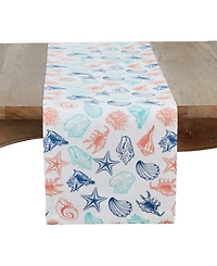Saro Lifestyle Ocean Breeze Sea Shells Table Runner, 14" x 72"