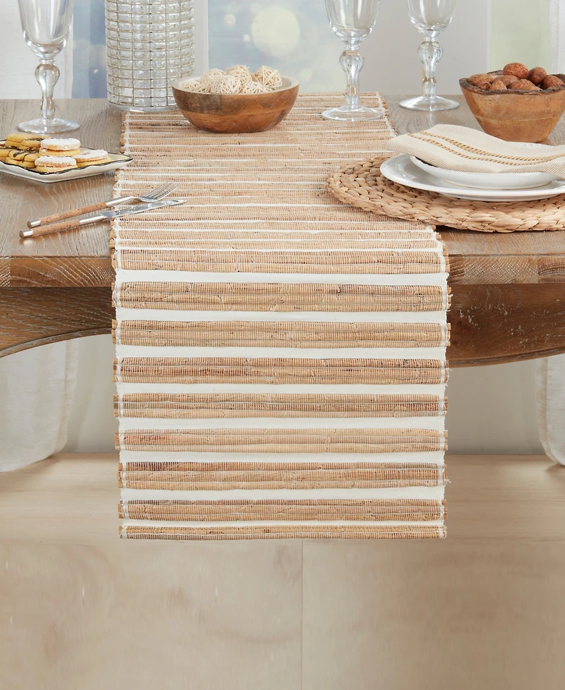 Saro Lifestyle Natural Weave Hyacinth Table Runner, 14" x 72"