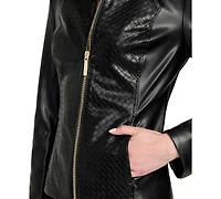 Guess Women's Faux-Leather Basketweave Jacket