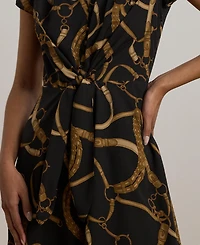 Lauren Ralph Women's Belting-Print Crepe Tie-Front Dress