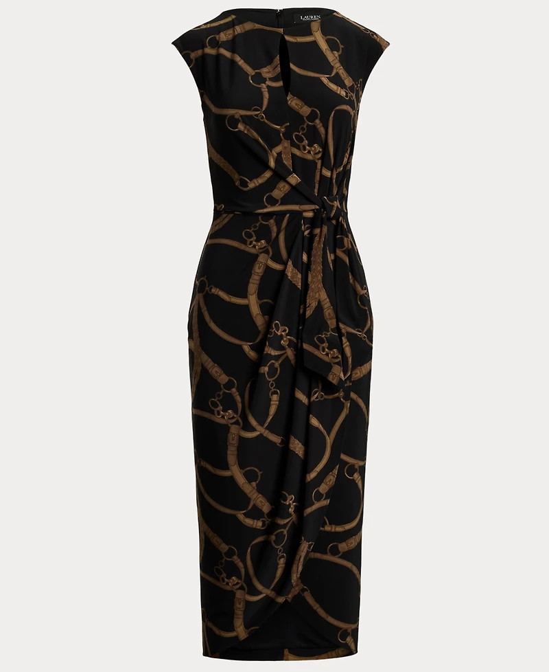 Lauren Ralph Women's Belting-Print Jersey Tie-Front Dress