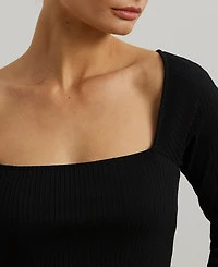 Lauren Ralph Women's Rib-Knit Long-Sleeve Midi Dress