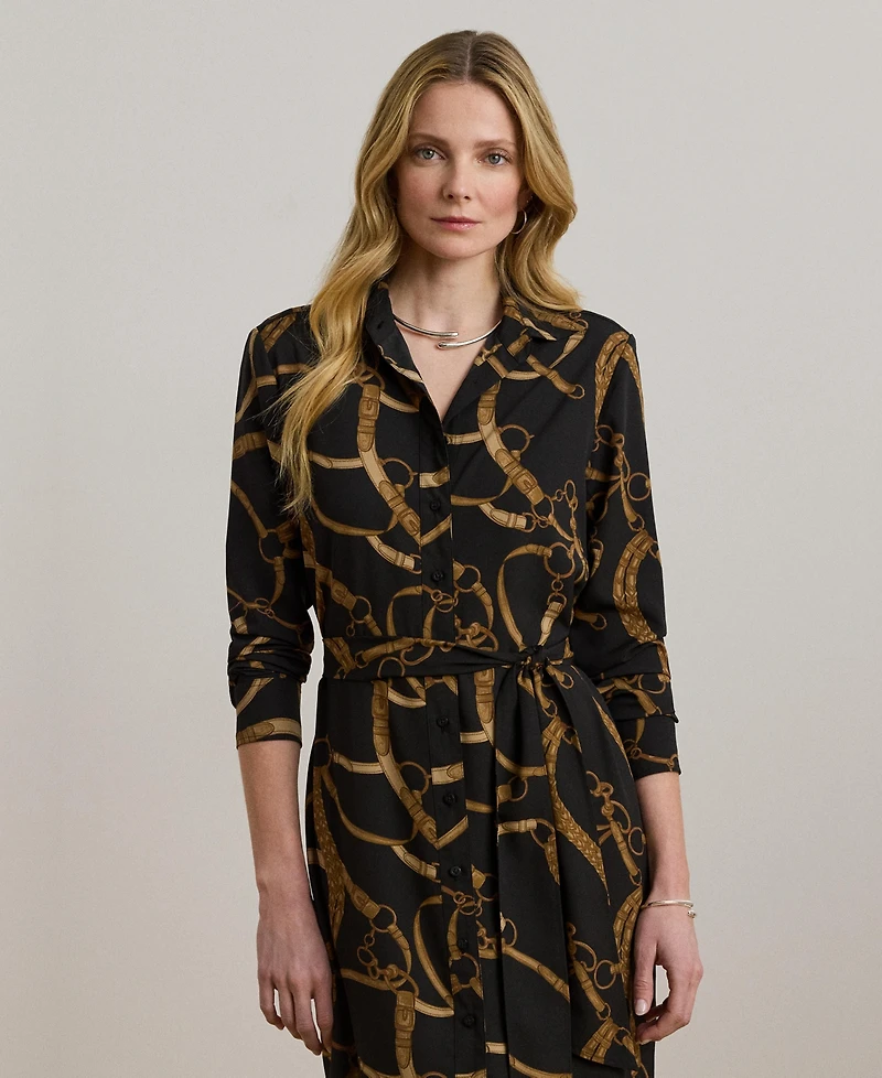 Lauren Ralph Women's Belting-Print Crepe Shirtdress
