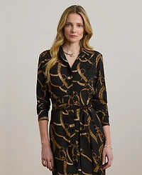 Lauren Ralph Women's Belting-Print Crepe Shirtdress