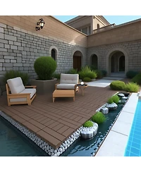 Streamdale 12" Deck Tiles, Diy Interlocking, Indoor/Outdoor, Easy Install, 44pcs Red Brown