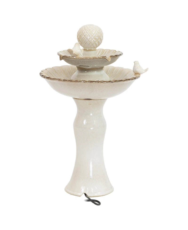 27"H Electric Ceramic 2-Tier Resting Birds Outdoor Water Fountain