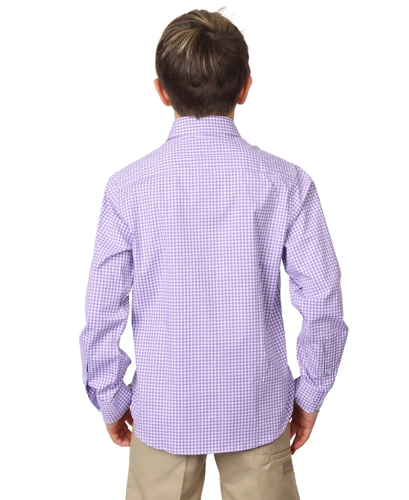 Tailorbyrd Big Boys Signature Gingham Long Sleeve Shirt