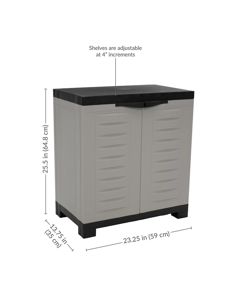 Versatile Plastic Storage Cabinet with Adjustable Shelf and 2 Windows - Charcoal - 25.5"