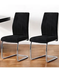 Set of Two Upholstered Velvet Dining Side Chairs