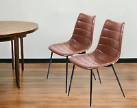 Set of Two Upholstered Faux Leather Chairs for Dining Room or Breakfast Nook