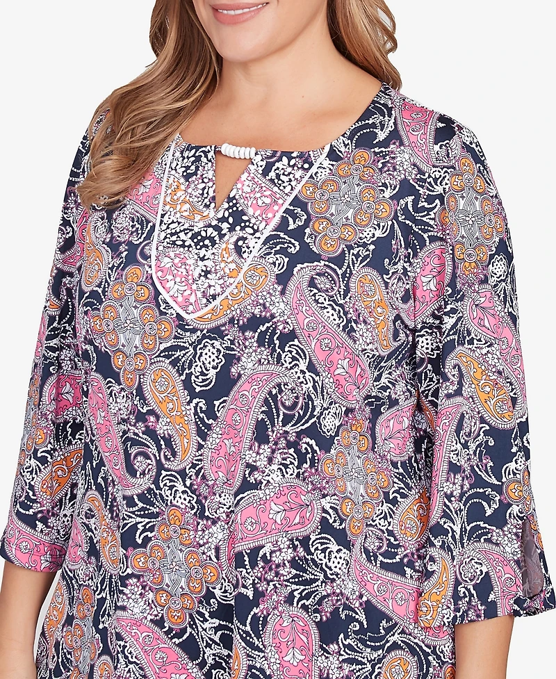 Ruby Rd. Plus Beaded Neck Knit Top
