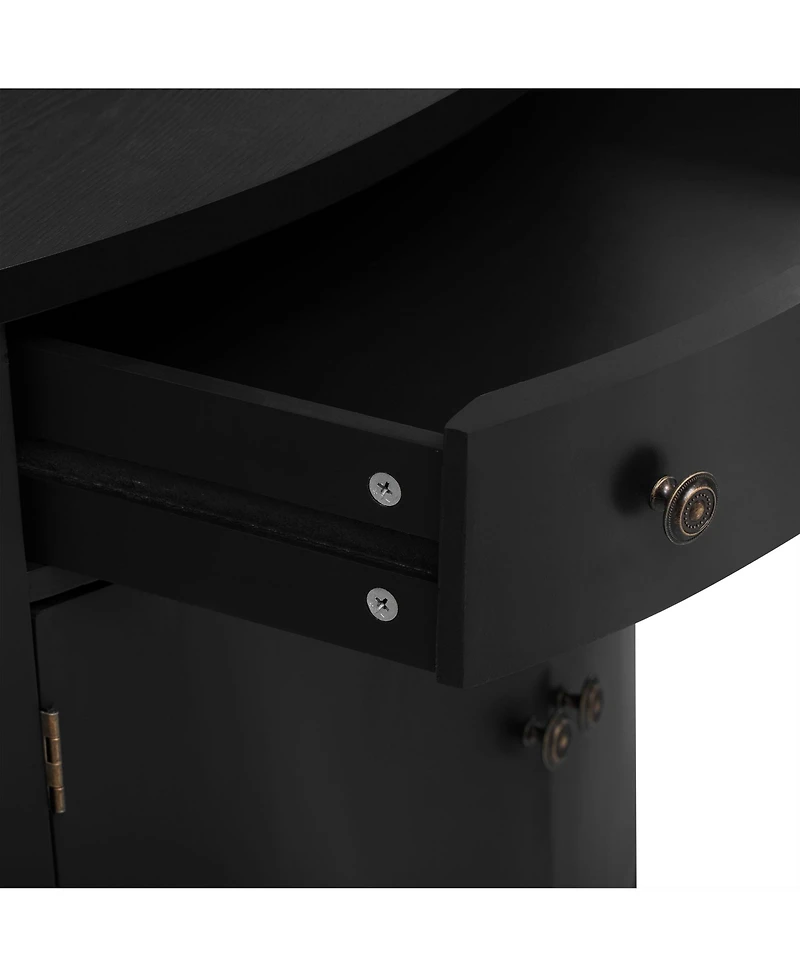 Streamdale Curved Wood Storage Cabinet with Adjustable Shelves