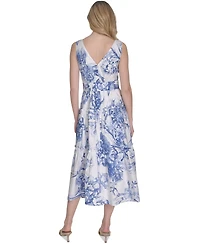 Vince Camuto Women's Belted Cotton Sleeveless Dress