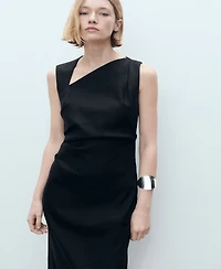 Mango Women's Asymmetrical Linen Dress